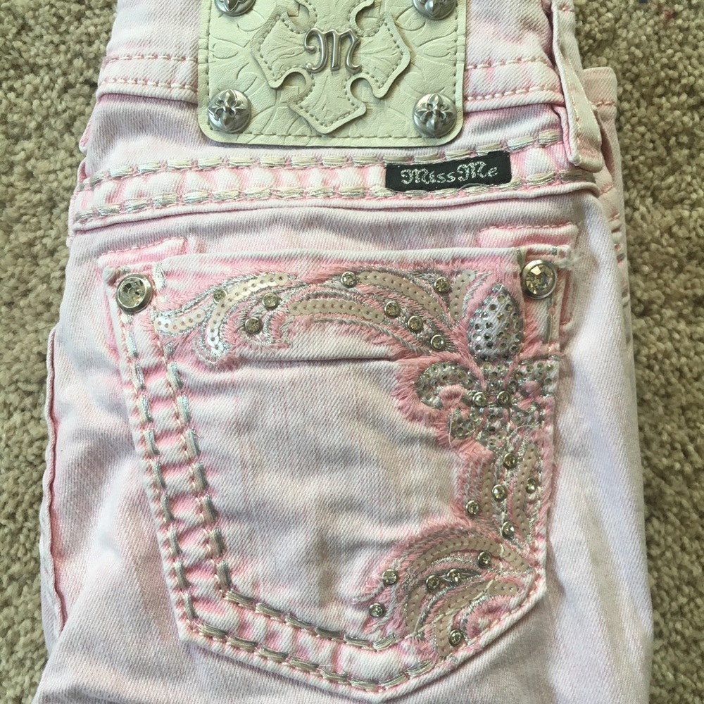 MISS ME pink acid wash skinny jeans